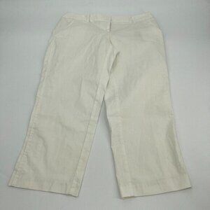 Daisy Fuentes Cropped Pants 6 Womens White Wide Waist Capri Casual Preppy New